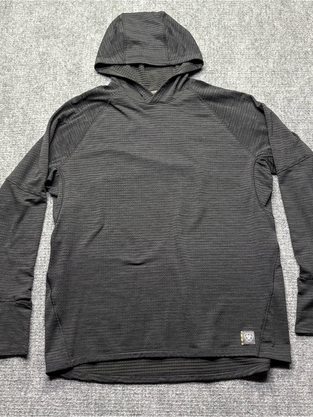 Ariat Rebar Gridwork Hoodie Men Large Black Base Layer Thermal Pullover Workwear